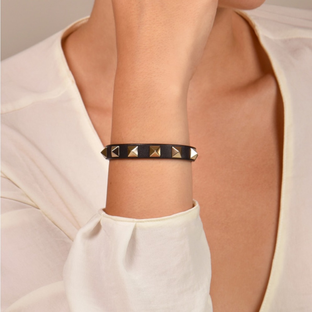 Valentino Leather Rockstud Bracelet
